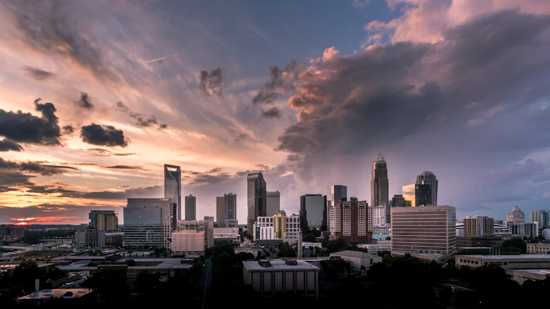 Charlotte, North Carolina skyline at sunset